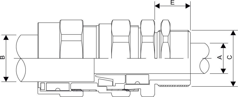E1W Double Compression Cable Gland Diagram